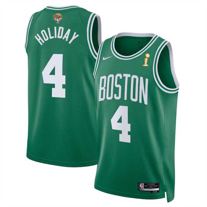 Men%27s Boston Celtics #4 Jrue Holiday Green 2024 Finals Champions Icon Edition Stitched Basketball Jersey Dzhi